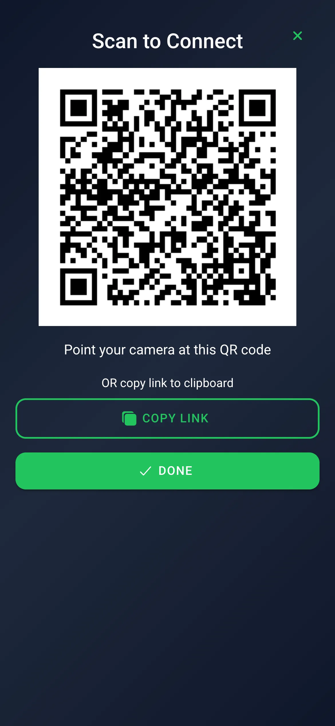 Sharing a card by QR code